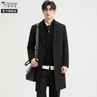 啄木鸟毛呢大衣男中长款2025冬季新款高级感羊毛加棉加厚呢子外套