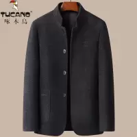 啄木鸟爸爸秋装毛呢外套秋冬季中老年夹克男士呢子商务上衣50岁60