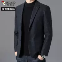 啄木鸟2025新款中年男士西服休闲格子商务西装外套爸爸春秋上衣C