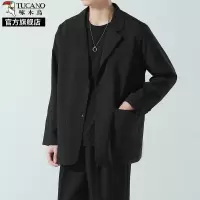 啄木鸟黑色高级感西装外套男士秋冬季宽松休闲礼服小西服伴郎服K