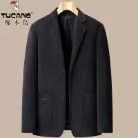 啄木鸟毛呢西装男士爸爸秋装呢子外套秋冬季中老年西服上衣50岁60