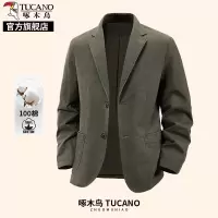 啄木鸟纯棉休闲西装外套男士西服2025新款秋冬中年商务行政夹克K