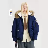 CATTEE美式学院风工装毛领棉衣外套男女冬季棉服宽松大口袋棉袄潮