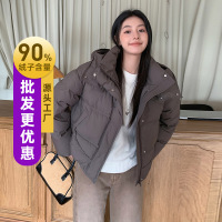 90鸭绒平湖羽绒服2025年秋冬保暖韩版百搭外套女短款连帽85326