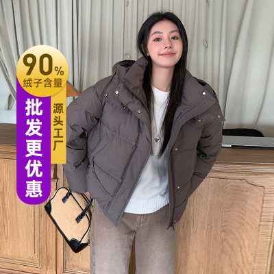 90鸭绒平湖羽绒服2025年秋冬保暖韩版百搭外套女短款连帽85326