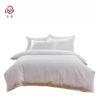 采馨 60S全棉提花三件套 白色提花被套床单小单枕套 1.2m床 套