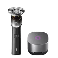 飞利浦旋转式X5102黑岩三刀头电动剃须刀5分钟闪充IPX7防水紫光盒消毒360度浮动更贴面