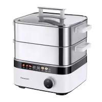 松下(Panasonic)电蒸锅家用不锈钢多功能大容量电热锅电煮锅智能预约双层蒸笼炖蒸煮一体NF-ST1
