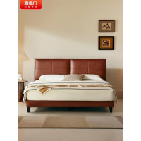 喜临门 - 布朗尼pro皮床 头层牛皮双人大床中古风高脚柔软靠包