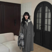 双面羊毛大衣韩系假两件高贵休闲气质百搭长款宽松女装春秋冬新款