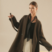 2026新款 双面呢大衣双排扣长款手工外套气质款休闲慵懒百搭时尚