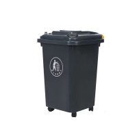 谋福 上海制定款式大垃圾桶 带轮子带盖方形（50升万向轮桶（灰色））