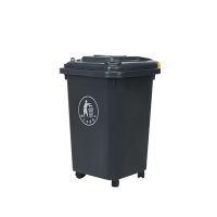 谋福 上海制定款式大垃圾桶 带轮子带盖方形（30升万向轮桶（灰色）