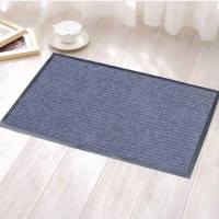 谋福 室内室外PVC黑底双条纹地毯室外办公室酒店迎宾户外防滑走廊楼梯踏步地垫 灰色 1.2米宽*15米长 一卷