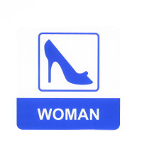 谋福 8994亚克力标志门贴 店铺玻璃门指示标识牌 温馨提示牌（蓝白色 高跟鞋WOMAN）