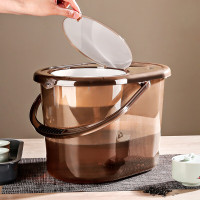 谋福 翻盖茶渣废水桶 手提干湿分离茶水桶 （棕色6L）