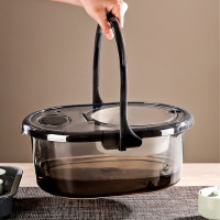 谋福 翻盖茶渣废水桶 手提干湿分离茶水桶（灰色6L）