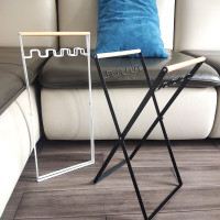 谋福 立式可折叠垃圾架 户外野营塑料袋收纳支架(白色中号)