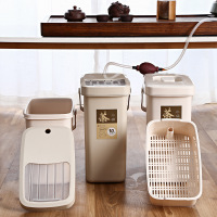 谋福 茶渣桶茶水桶 茶室手提垃圾桶 盖带过滤排水茶叶桶塑料(7升推盖米白色)