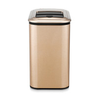 谋福 智能感应茶水桶 厨房茶渣桶 窄缝有盖自动电动(香槟金9升)