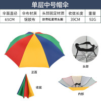 谋福 伞帽雨伞帽 防风头戴帽伞遮阳斗笠伞头戴式雨伞 （西瓜中号单层）