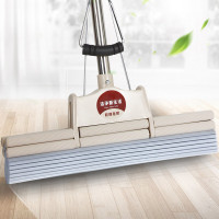 谋福 免手洗海绵拖把 滚轮式干湿两用海绵拖把 38cm两排（共2个棉头）