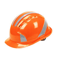 谋福 安全帽五筋透气ABS反光安全帽防砸防护头盔定制收费 橙色3M反光条