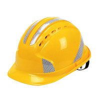 谋福 安全帽五筋透气ABS反光安全帽防砸防护头盔定制收费 黄色3M反光条