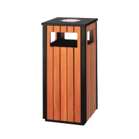 秦泰(Cqint) QTRASH-P 户外公园平顶垃圾桶 30L 棕色