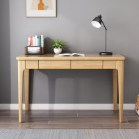 帝德龙 实木书桌电脑桌家用学生学习桌办公桌简约写字桌 原色140cm