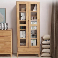 圣德列 两门书柜带玻璃门落地家用客厅组合文件展示柜