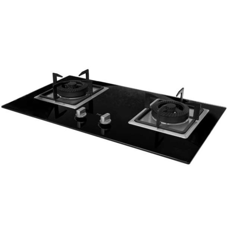 Fardior/法迪欧燃气灶JZY-2B01液化气灶具 台嵌两用双眼灶 黑晶钢化玻璃面板 纯铜火盖 防外溢不锈钢盛液盘