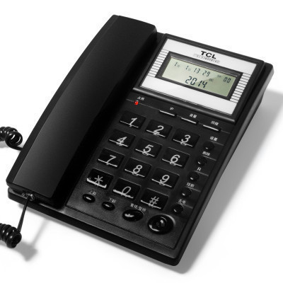 TCL HCD868 37型 TSD固定有绳电话机座机来电显示免电池免提座式壁挂屏幕翻转 普通家用/办公话机(黑色)