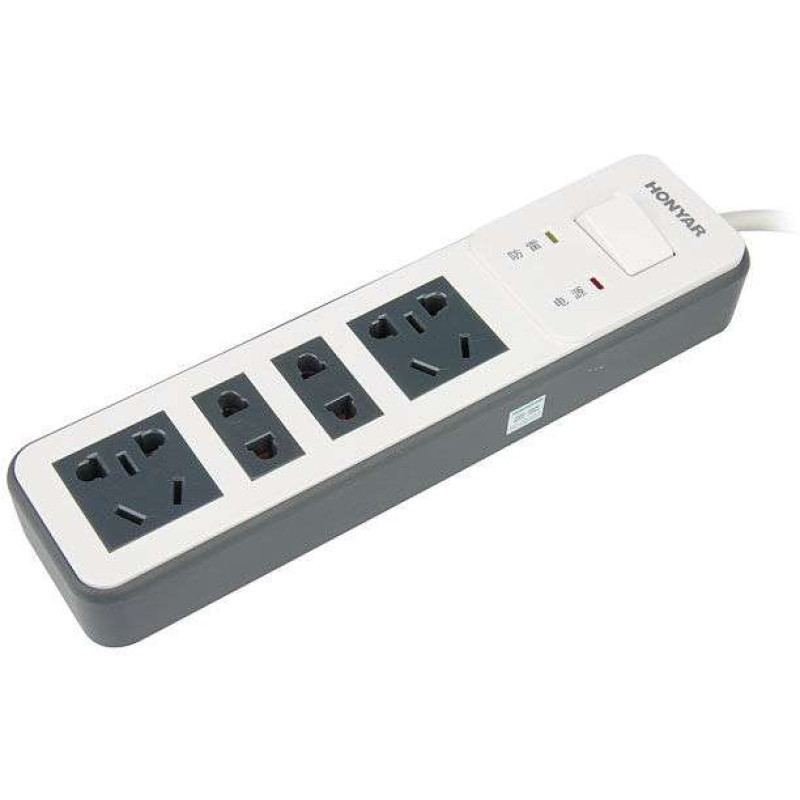 鸿雁四位单控专业防雷电源转换器 ZDF41JG2T2/D 1.8m