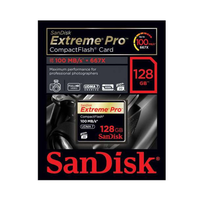 SANDISK(闪迪)ExtremePro(128G)至尊超极速CF存储卡(90M/S)