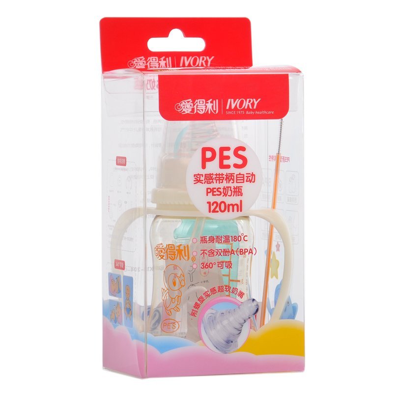 爱得利Y1005实感带柄自动PES奶瓶120ml