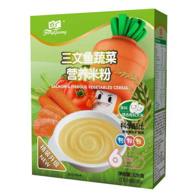 方广 宝宝辅食 三文鱼蔬菜营养米粉(8-24个月宝宝适用)228g(12小袋分装)