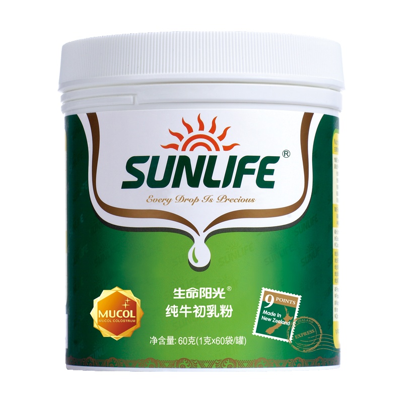 生命阳光(SUN LIFE) 纯牛初乳粉60g盒装(60*1g/袋)新西兰原装进口 孕妇儿童老人适用