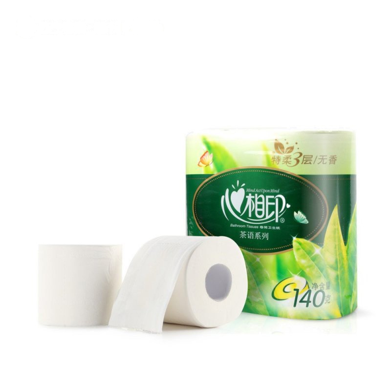 [苏宁易购超市]心相印 卷纸 茶语系列特柔3层140g卷筒纸*4粒