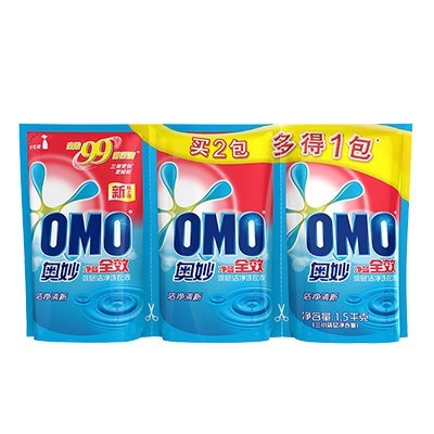 奥妙净蓝全效洁净清新深层洁净洗衣液500g*3[联合利华]