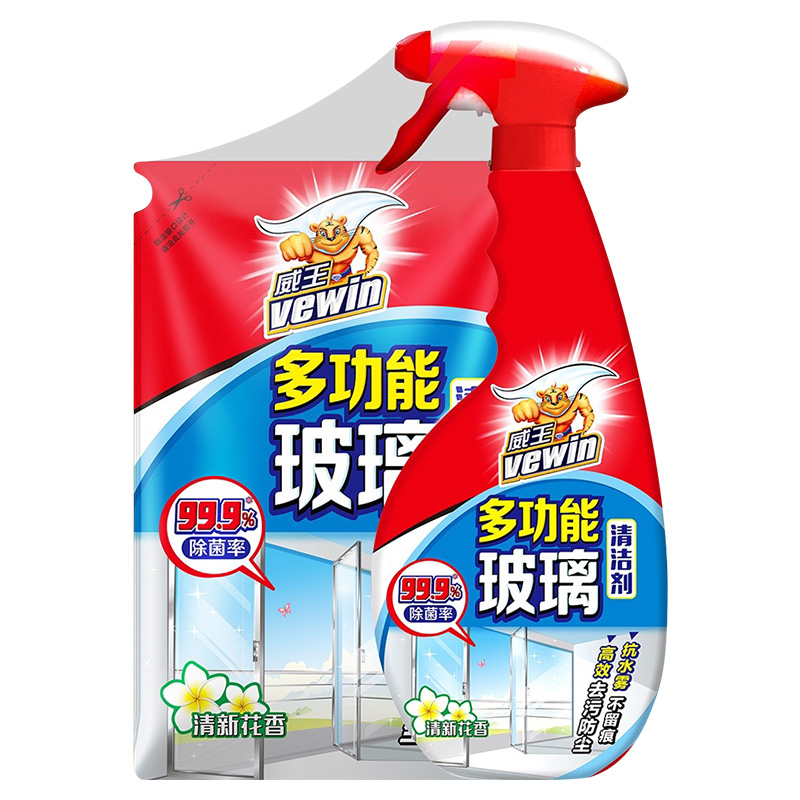 超威多功能玻璃清洁剂500克+直立袋补充装420克
