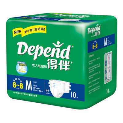 得伴(Depend)成人纸尿裤箱装M号10片*6包