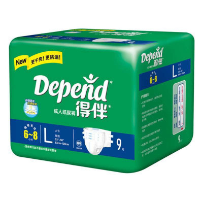 得伴(Depend)成人纸尿裤箱装L号9片*6包