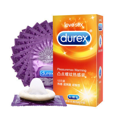 杜蕾斯(Durex) 避孕套 凸点螺纹热感装12只装 标准款安全套套 情趣型 男用 成人计生性用品byt