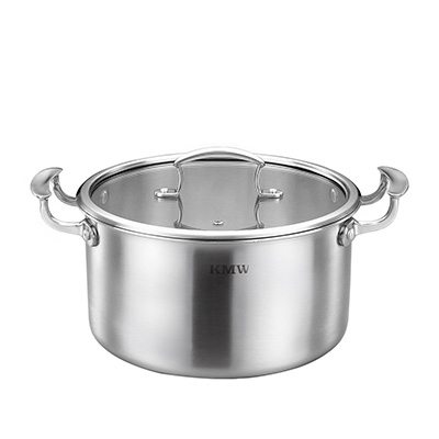 KMW晶致复合钢汤锅 不锈钢迷你不粘锅无烟无涂层电磁炉通用20cm