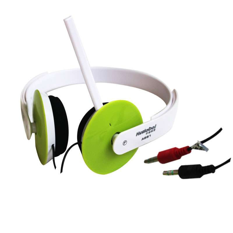 华业高宝A-881白绿色立体声头戴式耳机
