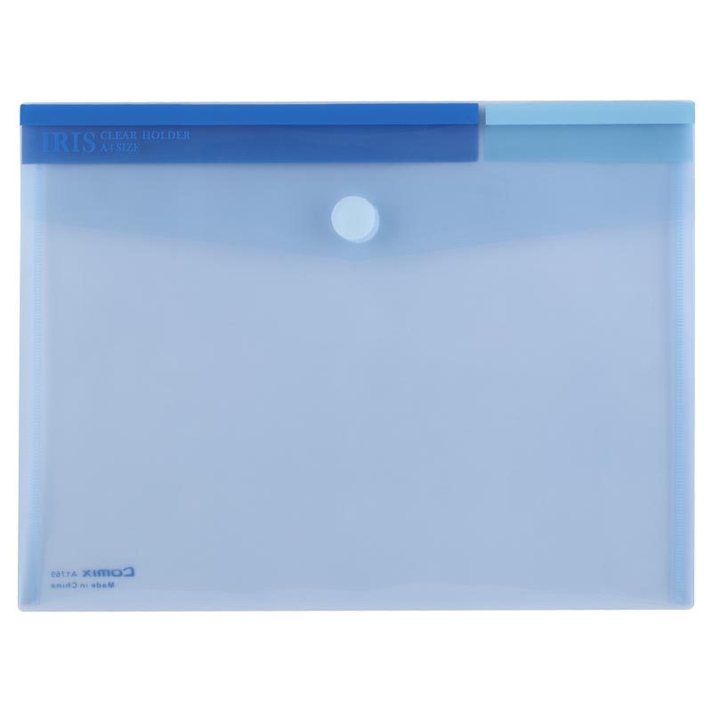 齐心(COMIX)A1769 粉彩粘扣袋/文件袋/资料袋A4 20个装 蓝色