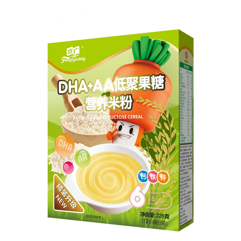 [苏宁自营]方广 宝宝辅食 DHA+AA低聚果糖营养米粉(6-18个月宝宝适用)228g(12小袋分装)