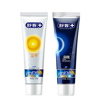 舒客益早益晚立体清火牙膏套装65g+65g