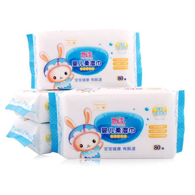 飘漾婴儿柔湿巾经济便利型80片/抽 4包装